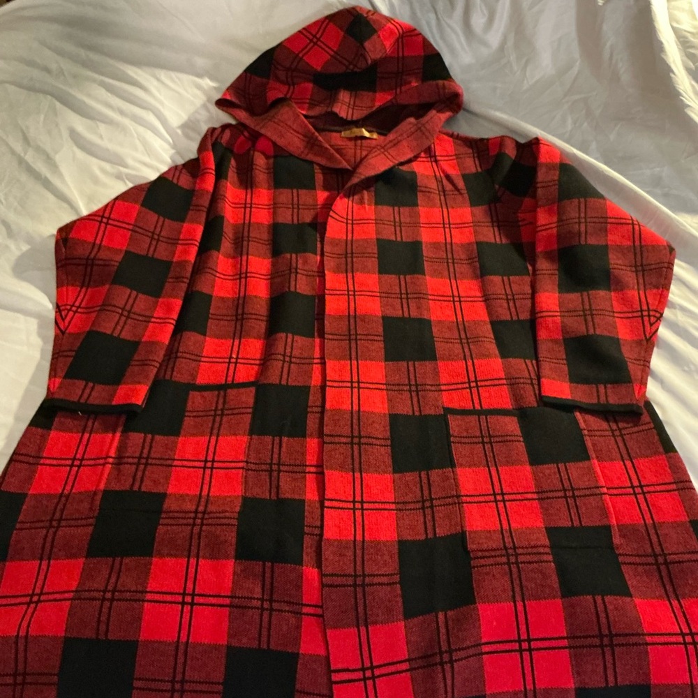 Belldini Red and Black Plaid Hooded Coat